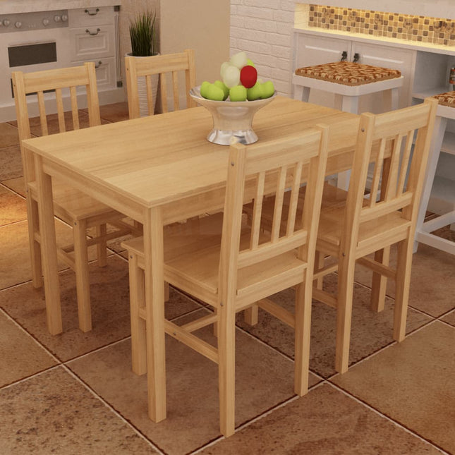 Wooden dining table and chairs in a kitchen setting