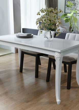 vidaXL Dining Table Kitchen Table Dining Room Dinner Table High Gloss White-5