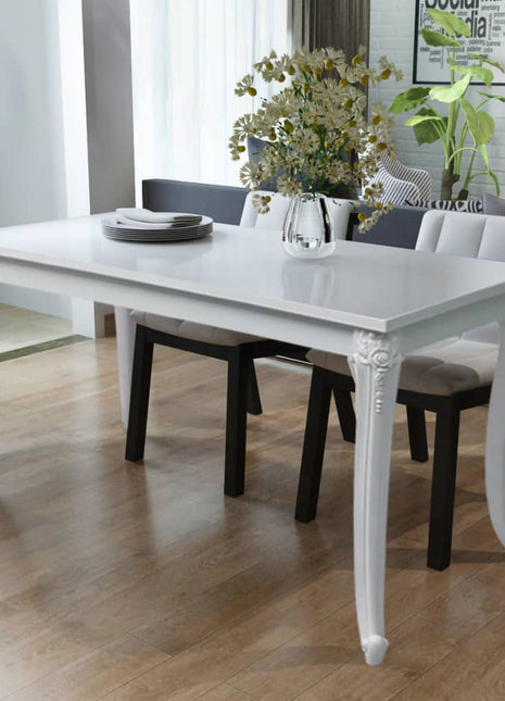 vidaXL Dining Table Kitchen Table Dining Room Dinner Table High Gloss White-5