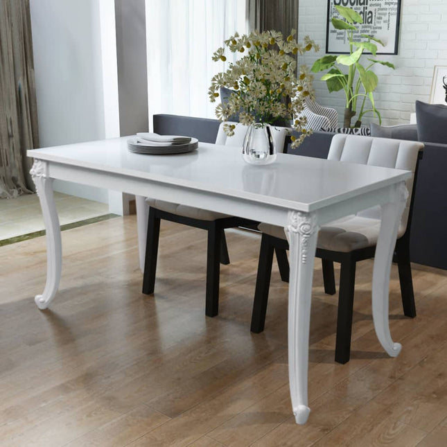 vidaXL Dining Table Kitchen Table Dining Room Dinner Table High Gloss White-5