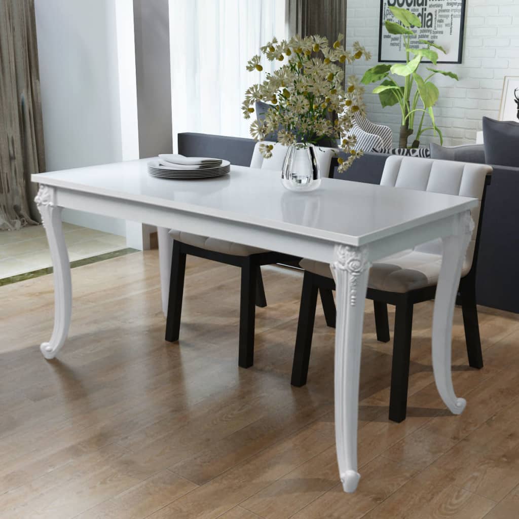 vidaXL Dining Table Kitchen Table Dining Room Dinner Table High Gloss White-5