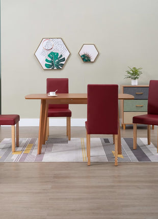 vidaXL Dining Chairs Side Chair with Wooden Legs for Kitchen Faux Leather-5