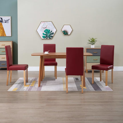 vidaXL Dining Chairs Side Chair with Wooden Legs for Kitchen Faux Leather-5