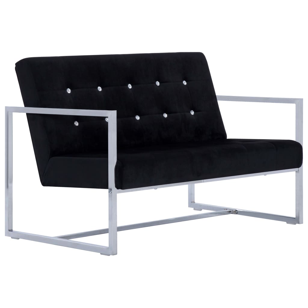 vidaXL Sofa Couch Day Bed  2-Seater Sofa for Living Room Chrome and Velvet-0