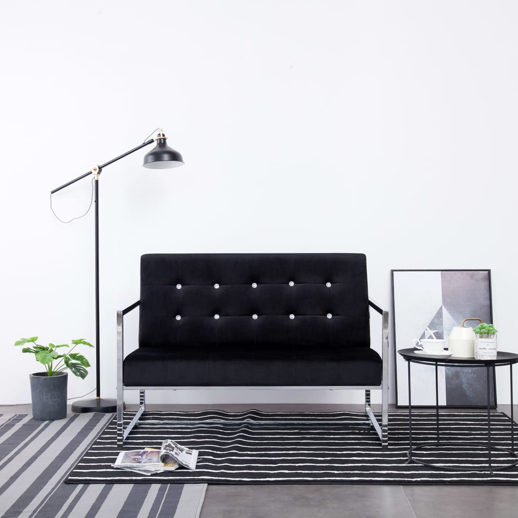 vidaXL Sofa Couch Day Bed  2-Seater Sofa for Living Room Chrome and Velvet-1