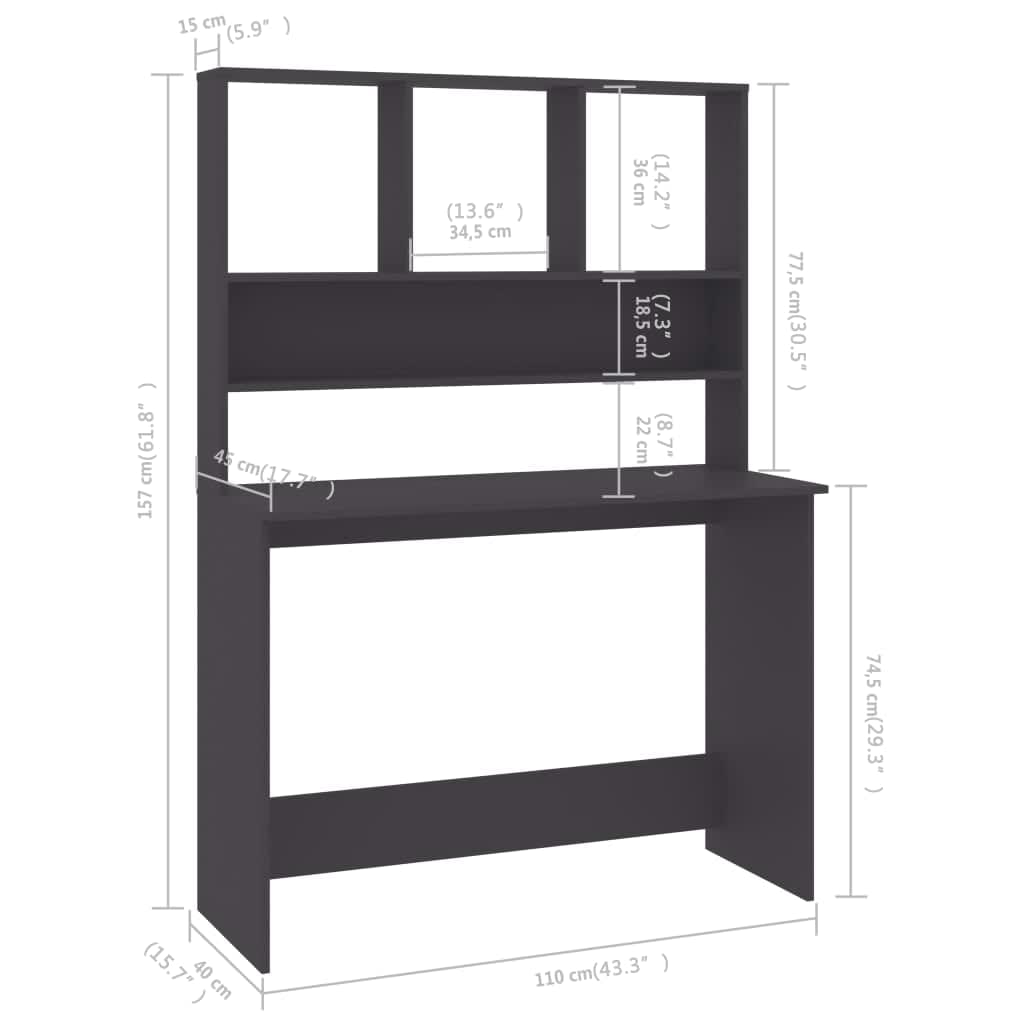 vidaXL Desk Computer Desk Workstation Table for Living Room Engineered Wood-4