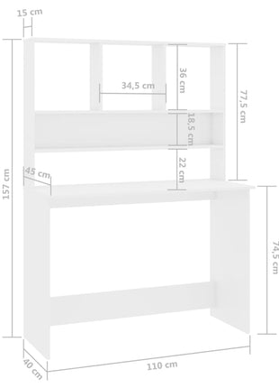 vidaXL Desk Computer Desk Workstation Table for Living Room Engineered Wood-2