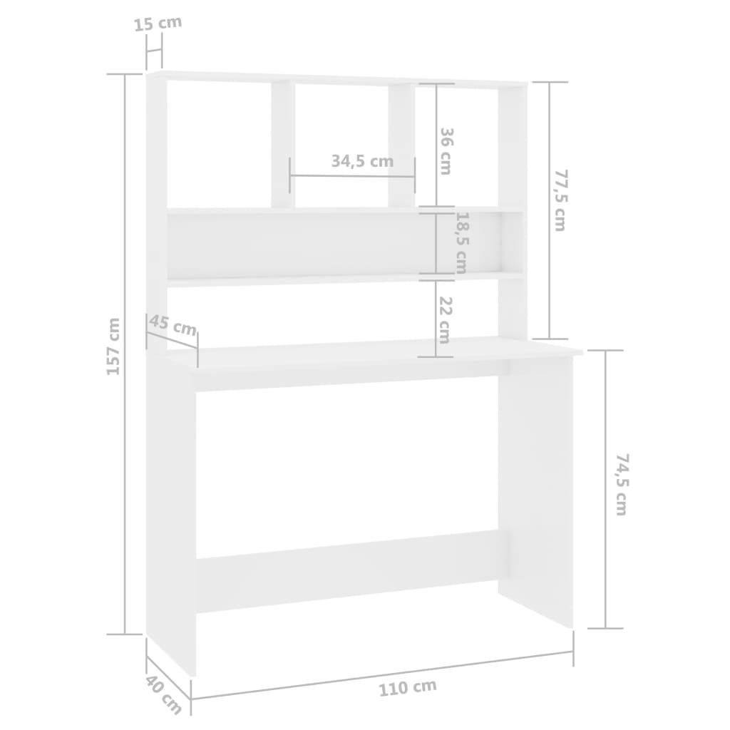 vidaXL Desk Computer Desk Workstation Table for Living Room Engineered Wood-2