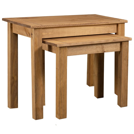vidaXL Nesting Tables 2 Pcs Coffee End Table Solid Pine Wood Panama Range-1
