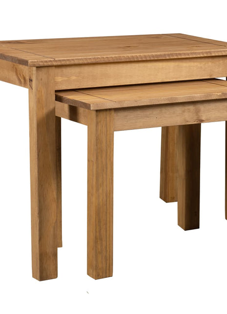 vidaXL Nesting Tables 2 Pcs Coffee End Table Solid Pine Wood Panama Range-1