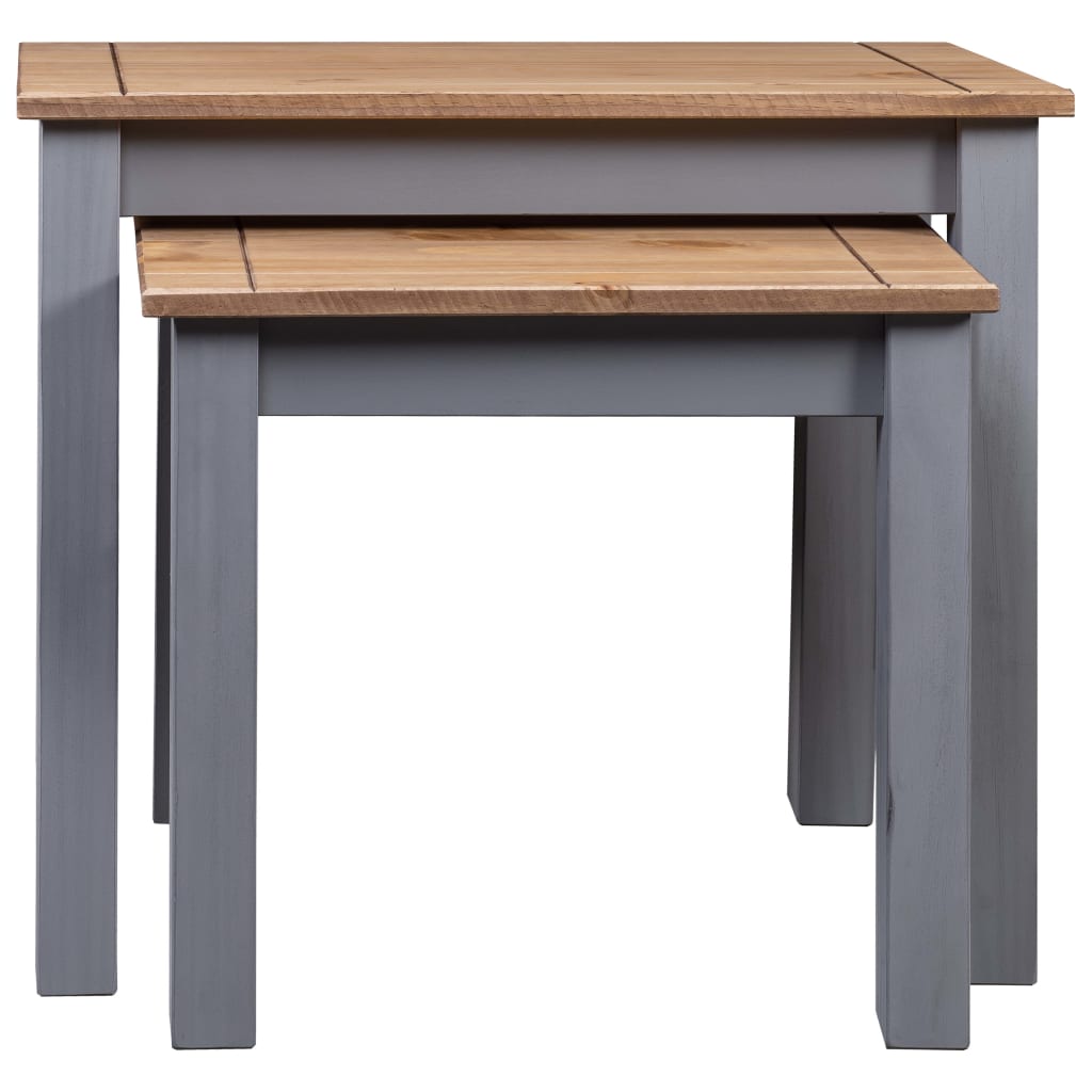 vidaXL Nesting Tables 2 Pcs Coffee End Table Solid Pine Wood Panama Range-0