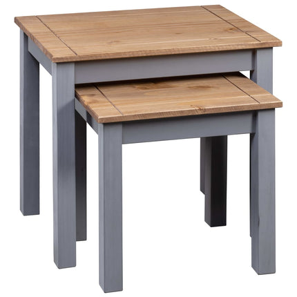 vidaXL Nesting Tables 2 Pcs Coffee End Table Solid Pine Wood Panama Range-2