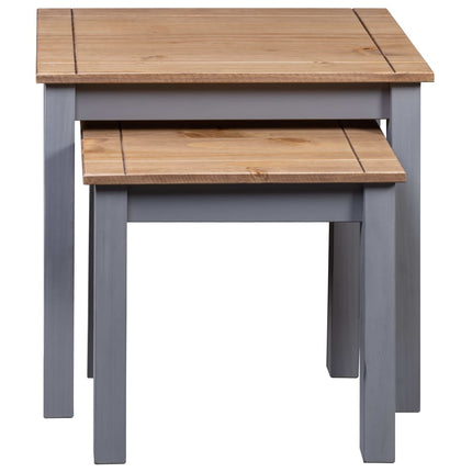 vidaXL Nesting Tables 2 Pcs Coffee End Table Solid Pine Wood Panama Range-4