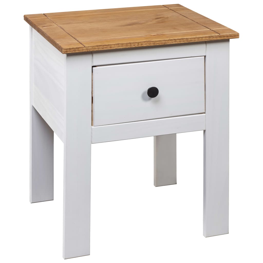 White side table with a wooden top on a white background