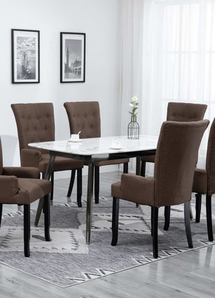 vidaXL Dining Chairs Accent Dining Chair with Armrests for Home Kitchen Fabric-12