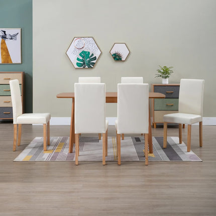 vidaXL Dining Chairs Side Chair with Wooden Legs for Kitchen Faux Leather-11