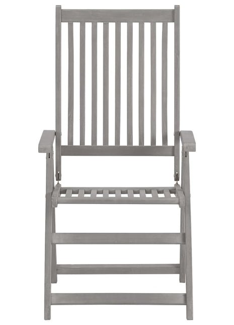 vidaXL Outdoor Recliner Chairs Patio Reclining Chair Gray Solid Wood Acacia-1