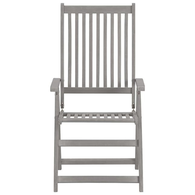 vidaXL Outdoor Recliner Chairs Patio Reclining Chair Gray Solid Wood Acacia-1