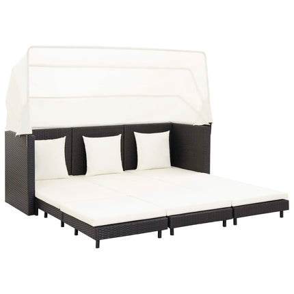 vidaXL 3 Seater Sofa Convertible Sleeper Sofa Bed with Cushions PE Rattan-1