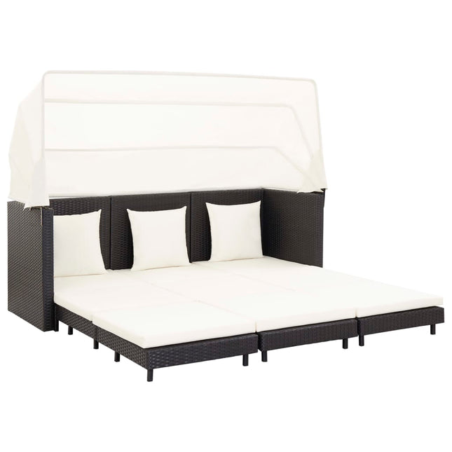 vidaXL 3 Seater Sofa Convertible Sleeper Sofa Bed with Cushions PE Rattan-1