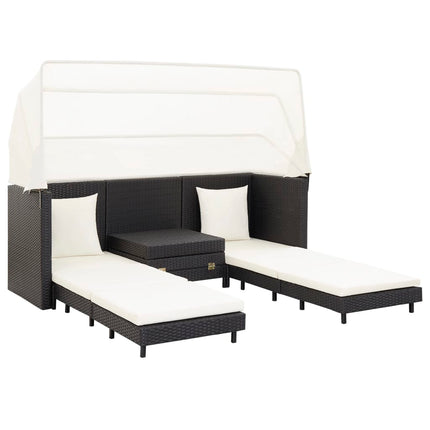 vidaXL 3 Seater Sofa Convertible Sleeper Sofa Bed with Cushions PE Rattan-4