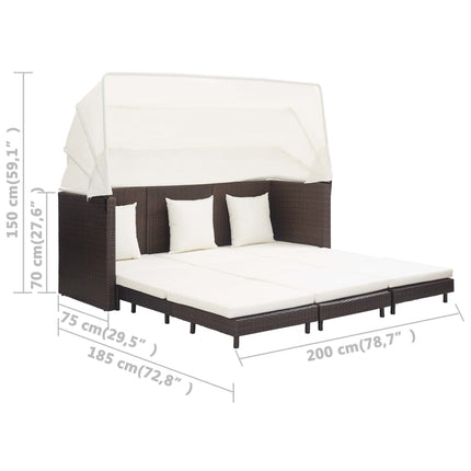 vidaXL 3 Seater Sofa Convertible Sleeper Sofa Bed with Cushions PE Rattan-3