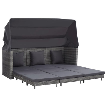vidaXL 3 Seater Sofa Convertible Sleeper Sofa Bed with Cushions PE Rattan-6