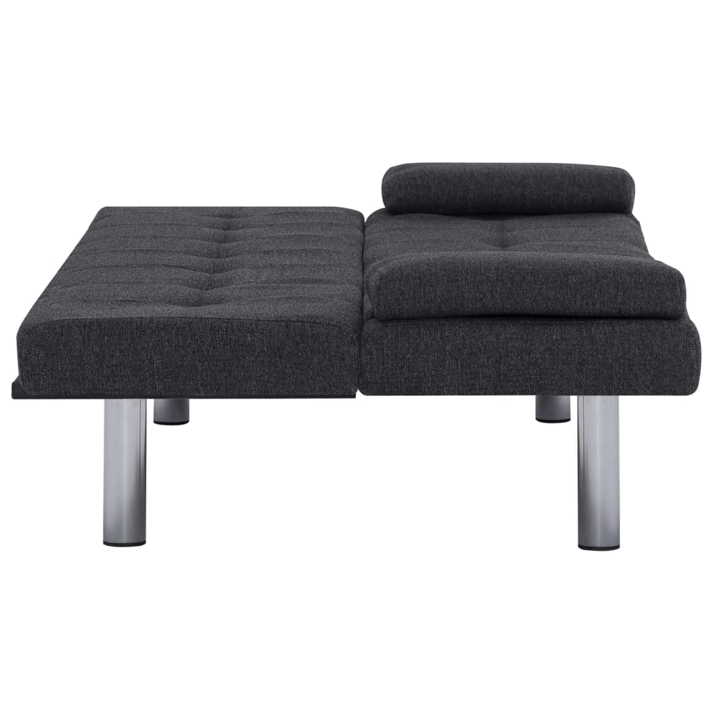 Dark gray sofa bed with metal legs on a white background