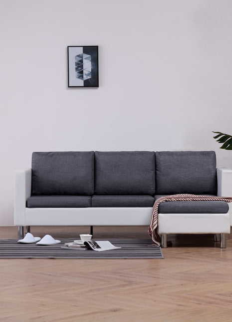 vidaXL Sofa Upholstered Sectional 3 Seater Sofa with Cushions Faux Leather-5