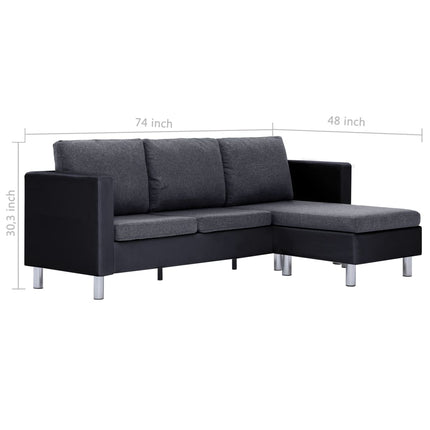 vidaXL Sofa Upholstered Sectional 3 Seater Sofa with Cushions Faux Leather-3