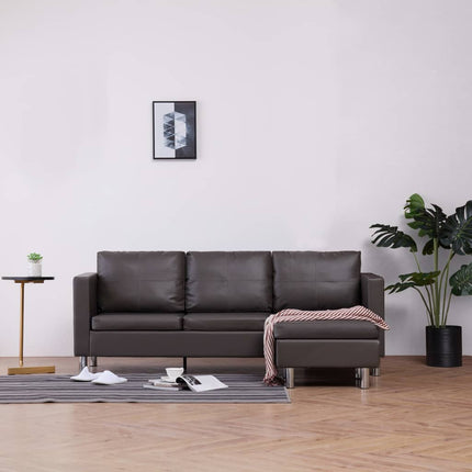 vidaXL Sofa Upholstered Sectional 3 Seater Sofa with Cushions Faux Leather-8