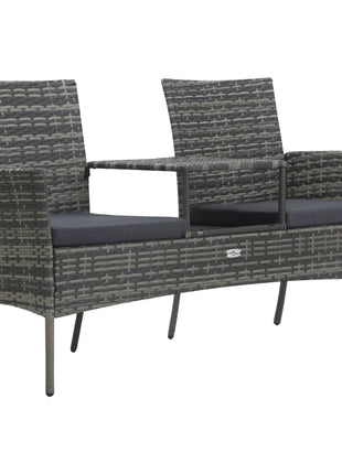 vidaXL 2-Seater Patio Sofa Outdoor Bistro Set Sofa with Tea Table Poly Rattan