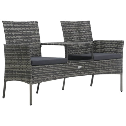 vidaXL 2-Seater Patio Sofa Outdoor Bistro Set Sofa with Tea Table Poly Rattan
