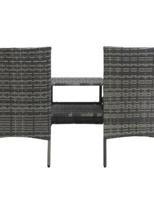vidaXL 2-Seater Patio Sofa Outdoor Bistro Set Sofa with Tea Table Poly Rattan