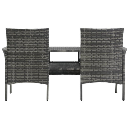 vidaXL 2-Seater Patio Sofa Outdoor Bistro Set Sofa with Tea Table Poly Rattan