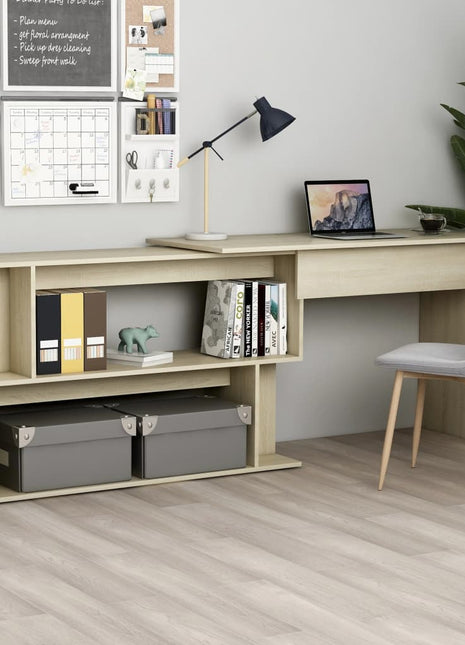 vidaXL Corner Desk Computer Desk Workstation Table Workstation Engineered Wood-11