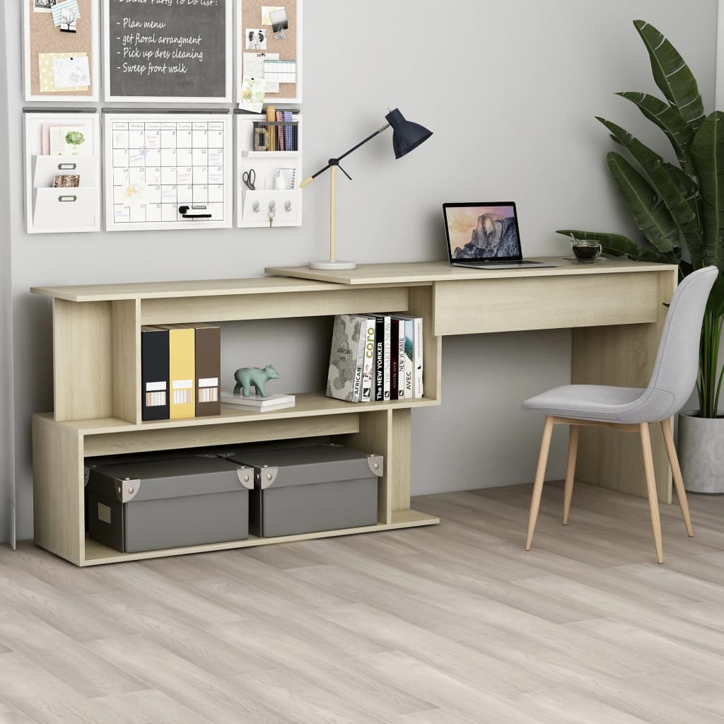 vidaXL Corner Desk Computer Desk Workstation Table Workstation Engineered Wood-11