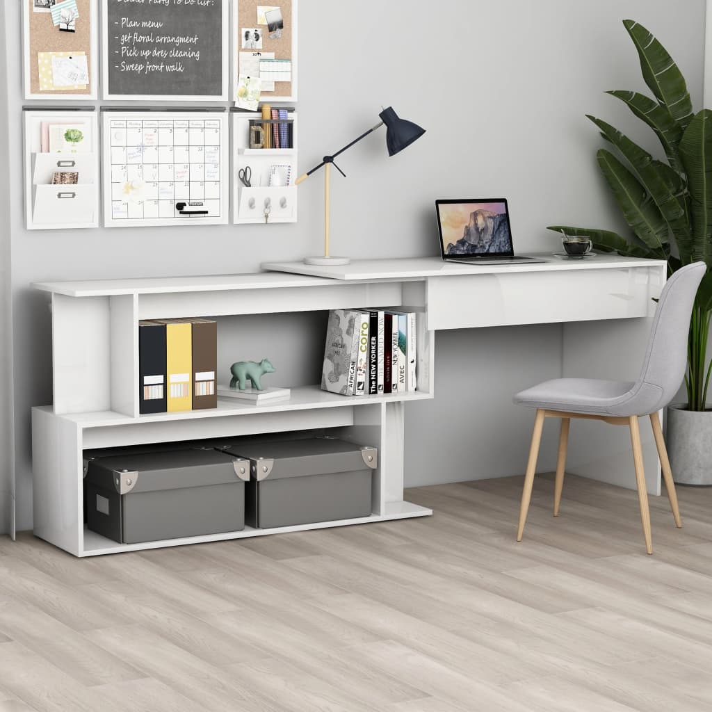 vidaXL Corner Desk Computer Desk Workstation Table Workstation Engineered Wood-10