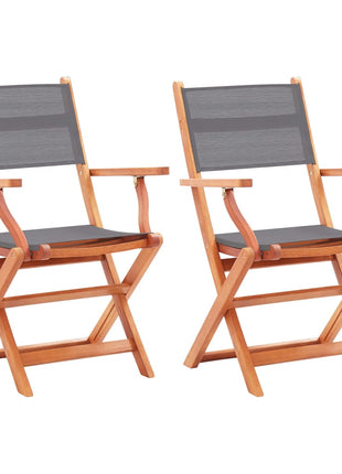 vidaXL Patio Folding Chairs Camping Chair Solid Wood Eucalyptus and Textilene-0