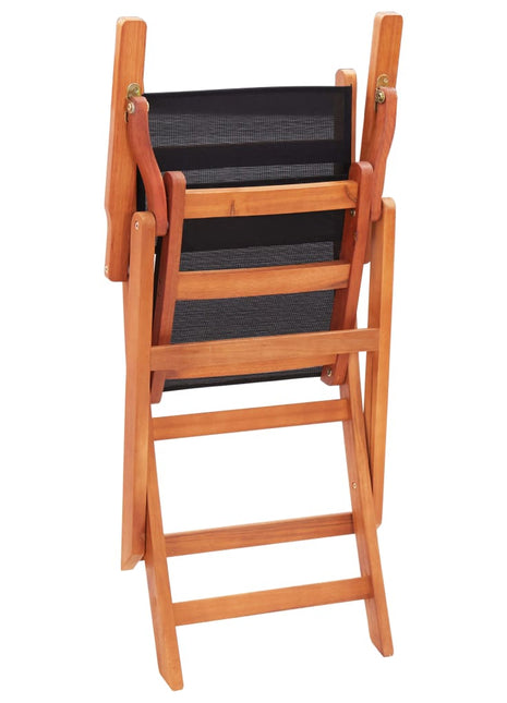 vidaXL Patio Folding Chairs Camping Chair Solid Wood Eucalyptus and Textilene-2