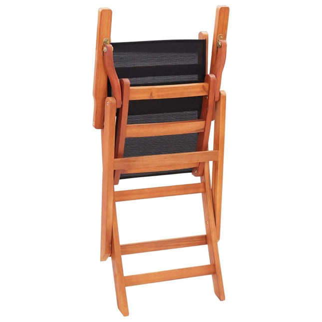 vidaXL Patio Folding Chairs Camping Chair Solid Wood Eucalyptus and Textilene-2