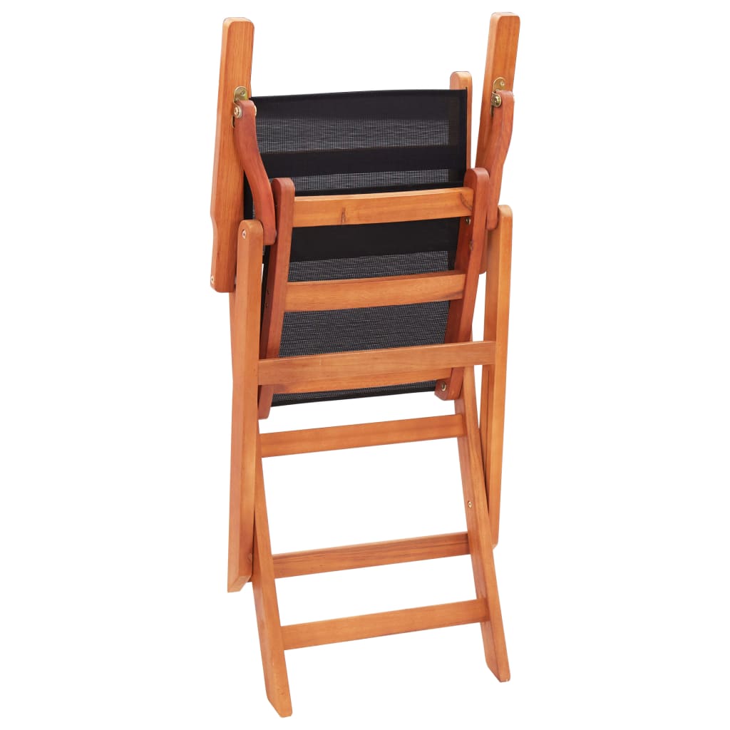vidaXL Patio Folding Chairs Camping Chair Solid Wood Eucalyptus and Textilene-2