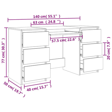 vidaXL Writing Desk Computer Desk Laptop Table Workstation Engineered Wood-3