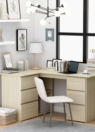 vidaXL Corner Desk Computer Desk Workstation Table Workstation Engineered Wood-11