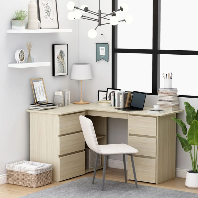 vidaXL Corner Desk Computer Desk Workstation Table Workstation Engineered Wood-11