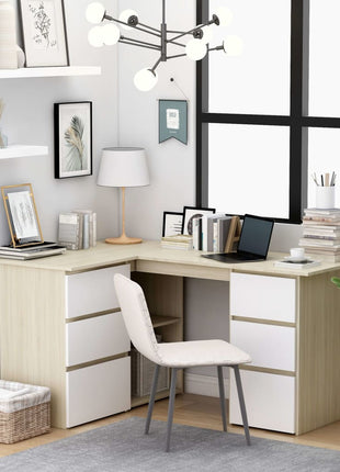 vidaXL Corner Desk Computer Desk Workstation Table Workstation Engineered Wood-13