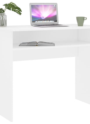 vidaXL Desk Computer Desk Standing Office Desk with Shelf Engineered Wood-2