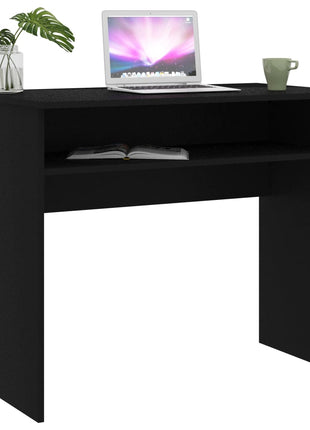 vidaXL Desk Computer Desk Standing Office Desk with Shelf Engineered Wood-1