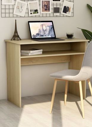 vidaXL Desk Computer Desk Standing Office Desk with Shelf Engineered Wood-11
