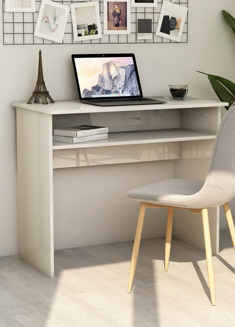 vidaXL Desk Computer Desk Standing Office Desk with Shelf Engineered Wood-10